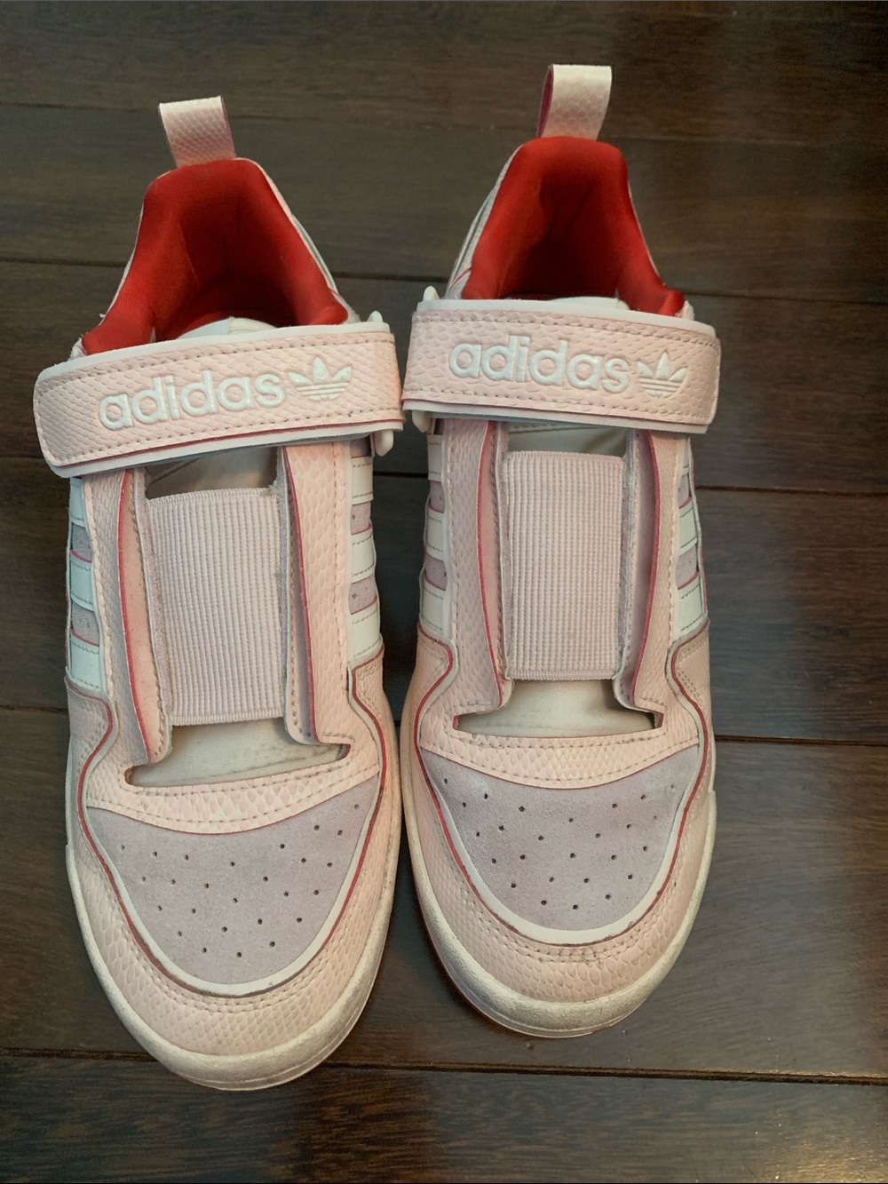 adidas Women Light Pink Hook-and-Loop Strap Sneakers